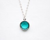 CELIA // Vintage Swarovski Teal Drop Necklace - a vintage teal charm on a 925 sterling silver chain