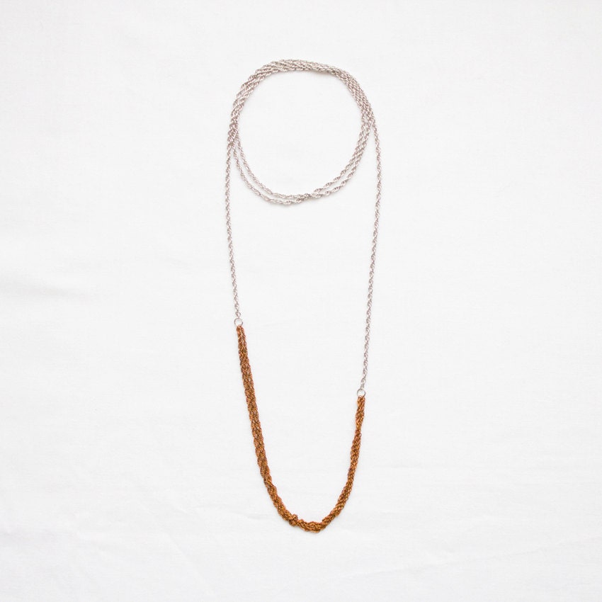 JOAN // vintage silver plated and red brass rope chain