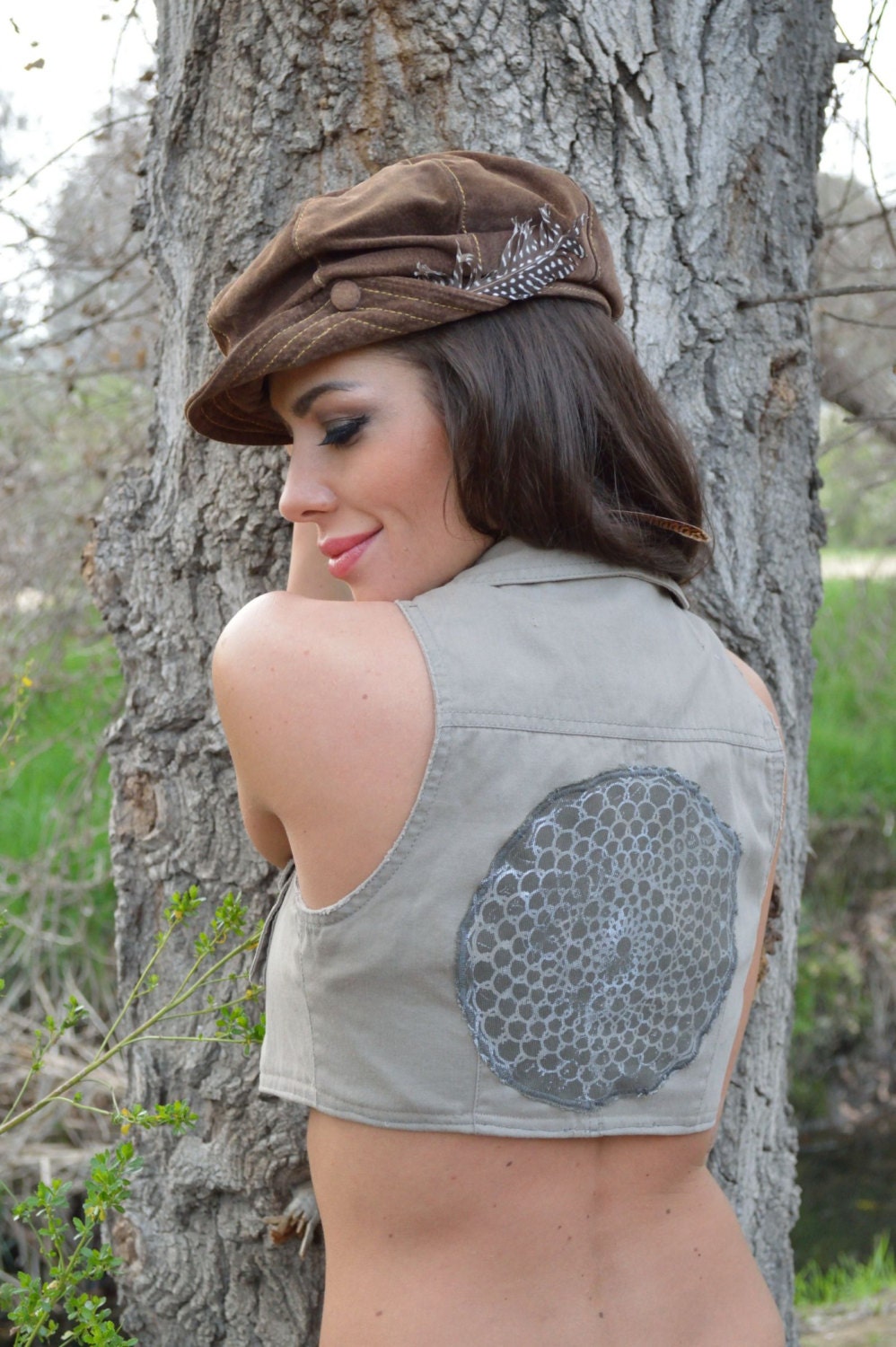 Steam Punk, One Of A Kind, Up Cycled, Mandala Tribal Festival Khaki Vest