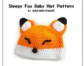 Sleepy Fox Baby Hat  - PDF Crochet Pattern