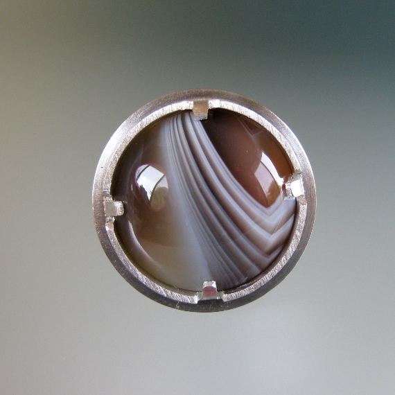 Iced Chocolate Botswana Agate Sterling Silver Cocktail Ring, Size 6