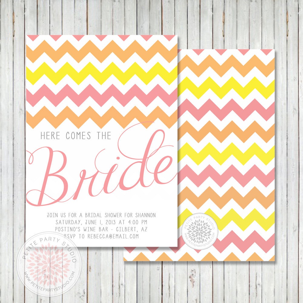 PARTY PRINTABLE - Chevron Stripe Modern Wedding or Bridal Shower Invitation - Petite Party Studio