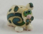 Ivory and Gaia Fat Cat Kitten Lampwork Glass Homemade SRA Bead NLC Beads leteam
