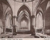 Temple Church London Antique Postcard "from the round" Taunt & Co. Oxford Taunt's Photographs