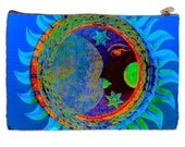 Bag will not ship until June 1st,Sun and Moon, Solstice, New Age Cosmetic makeup bag, Solstice Cosmetic Bag, large zippered makeup bag