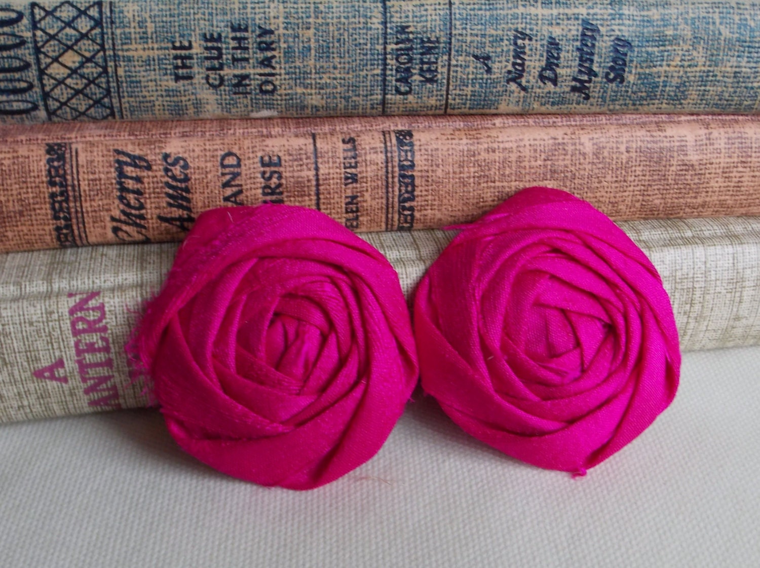 Fuschia Flower Rosette Silk Flower Fabric Flower Wedding Decor Hair Flower