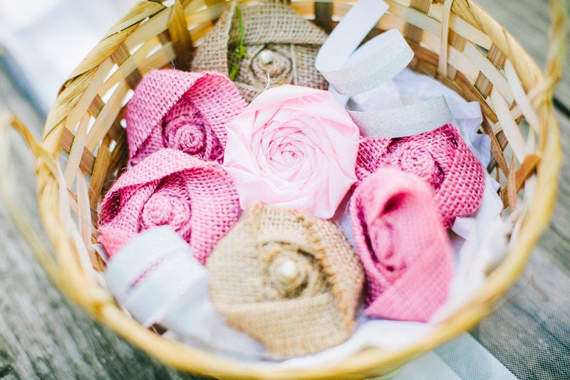Rustic Wedding Decor Burlap Flowers Shabby Chic Rosettes Wedding