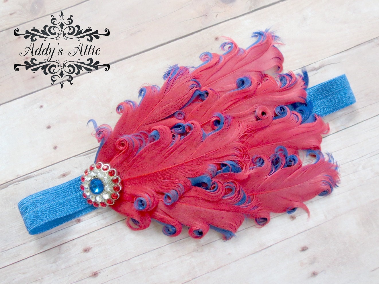 4th of July Headband..July 4th Headband..Patriotic..Baby Headband..Red Headband..Feather Headband..Newborn Headband..Photo Prop