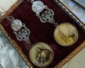 SALE:  Antique French Religious Assemblage Earrings, Communion, by RusticGypsyCreations