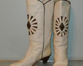 vintage 80s southwestern cowgirl boots size 6 1/2 leather lining leather sole