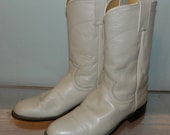 vintage 80s roper boots size 7 white pearalized leather Justin