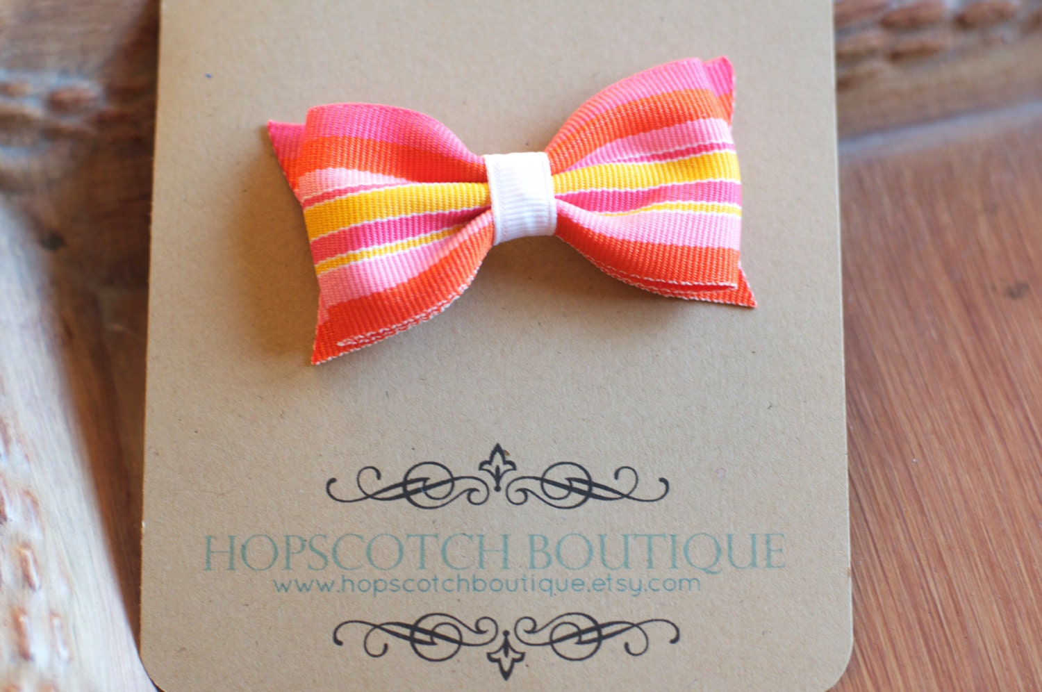 Patty clips in Bright Orange and Pink Stripe