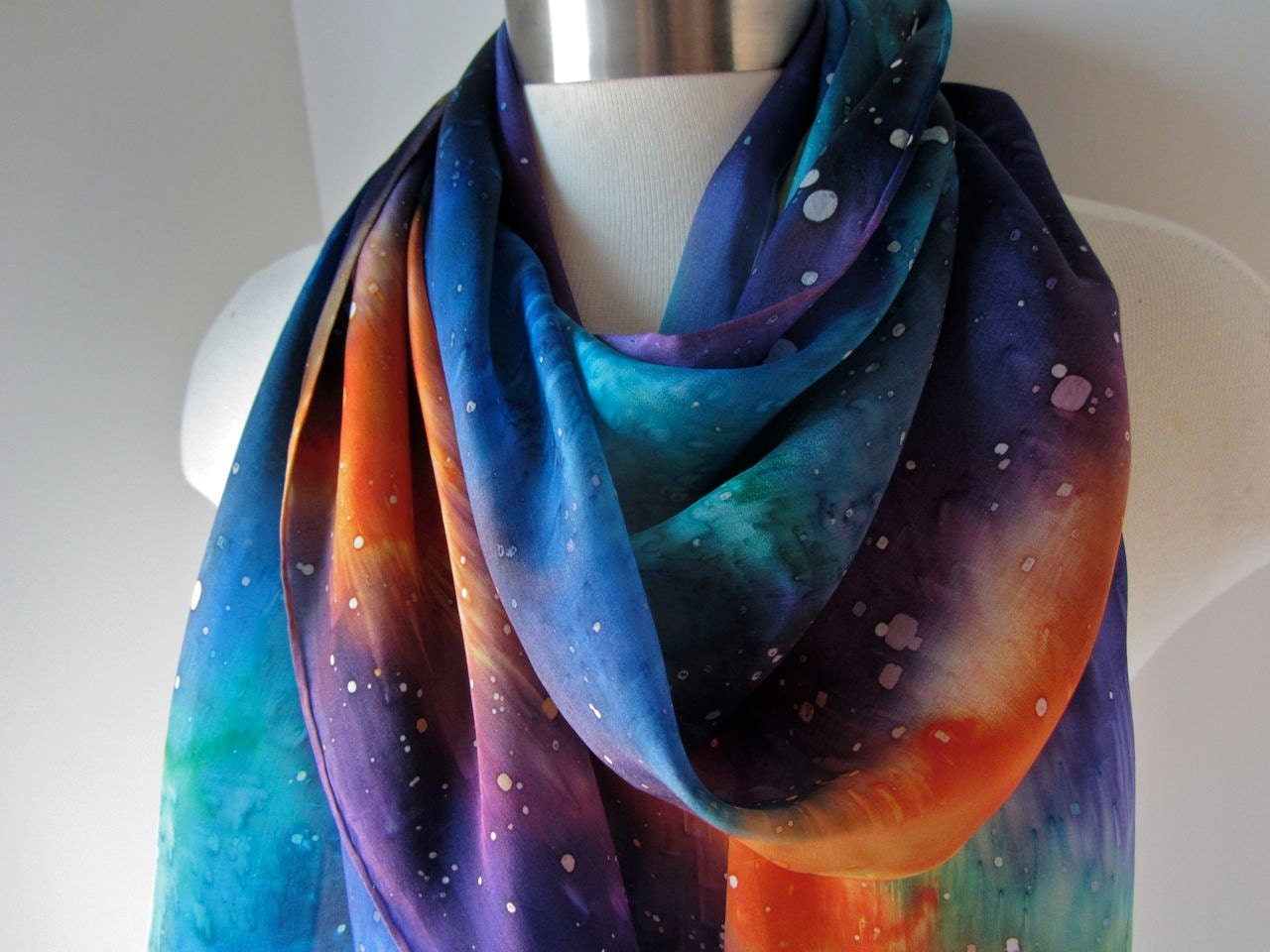Galaxy Scarf, Silk, Hand Painted - Ready to Ship