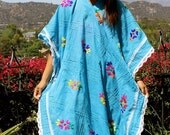 Yummy  Vintage Mexican Kaftan Resort Hand Embroidered 60s 70s M-XL