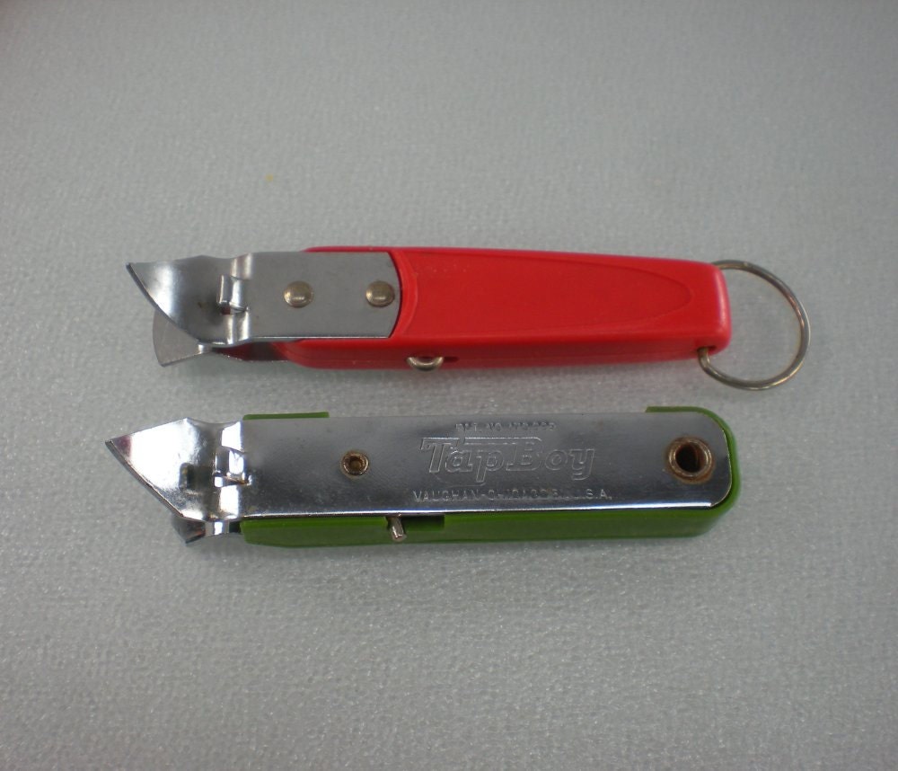 2 Vtg. Bottle Openers - Vaughan's Tap Boy TapBoy green - Ekco Red