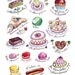 Paris kawaii pastries, Kitchen art, Cute french cake print, food illustration poster, Parisian home decor