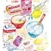 Madeleines illustrated recipe print, Kitchen art, French cake recipe illustration poster,  8X10 food print, Kitchen decor, Bakery print