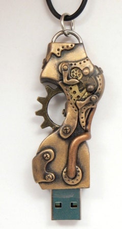 Steampunk Computer Flashdrive 8GB USB Handmade Pendant