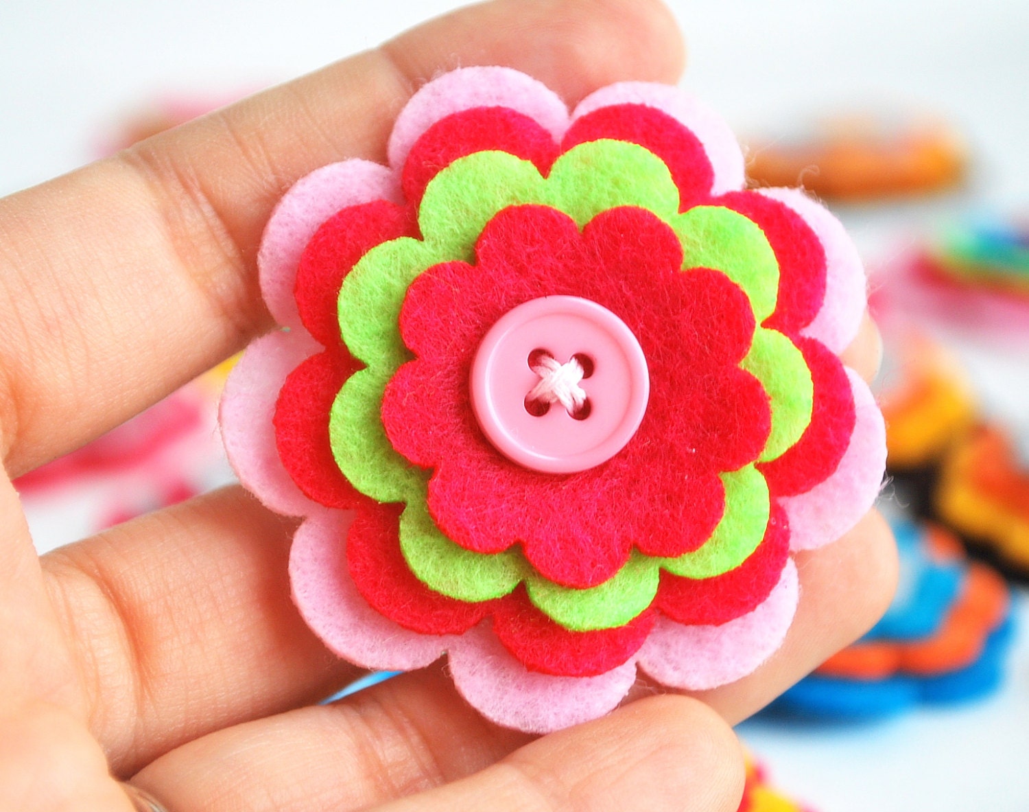 12 Bright and FunHandmade Felt Flower Applique, Flower Embellishments, Felt Embellishment, Felt Bloom A662 Il_170x135
