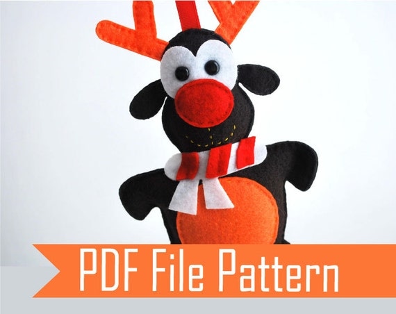 Reindeer PDF sewing Pattern, Adorable Rudolph felt Christmas Ornament A319 Il_570xn