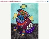 50 OFF SALE - Pug Art - Pug Print Posters - Pug Angel Dog Art Modern Print Poster of Painting - Wedding Gifts