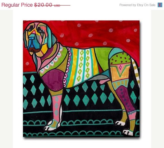 50%  OFF SALE - Fila Brasileiro by Heather Galler Dog Art Tile dog coasters - Dog Gifts -Ceramic Tile - Dog-Modern Abstract Print