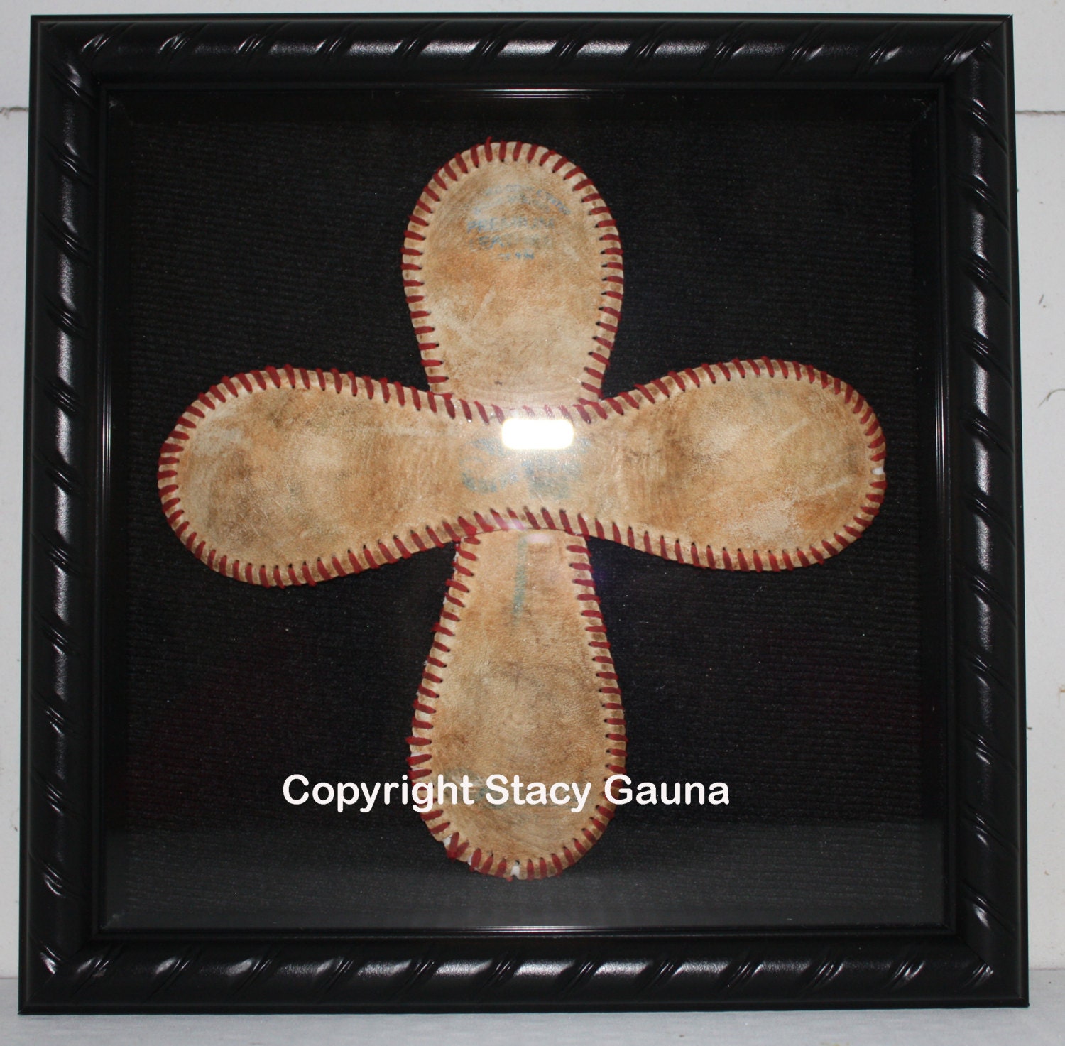 Baseball Cross in Shadowbox Frame