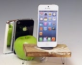 Hairpin leg table dock for iPhone 5 or ANY iPod or iPhone. Recycled wood. Industrial. 479. Mid century modern. FAST SHIPPING.