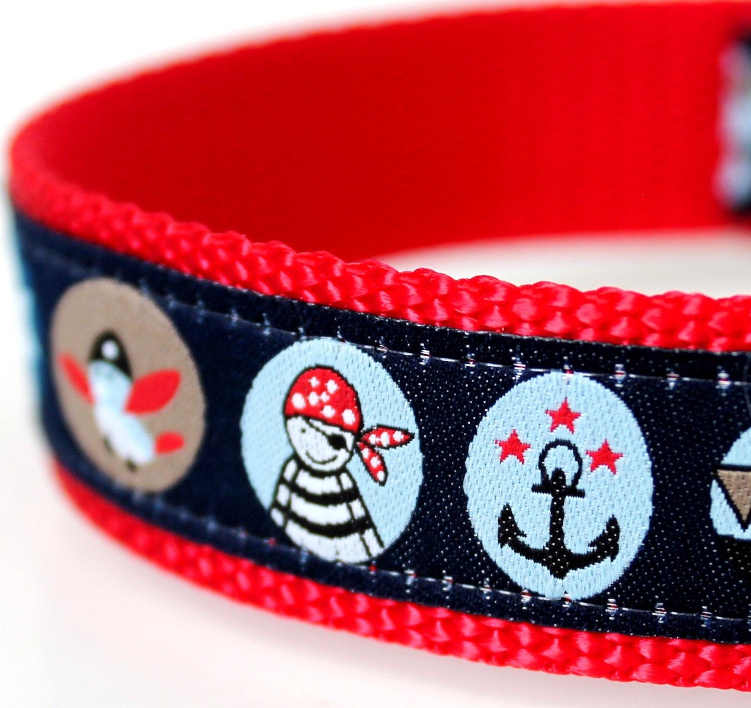 Pirate Circles Dog Collar / l inch width / Big Dog
