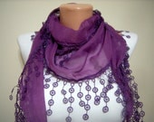 Lilac Scarf-New - Mother's Day Gift Scarf - Pashmina Scarf in with Trim Edge Scarf for Spring and Summer Fashion