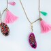 Pink stone and tassel botanic necklace