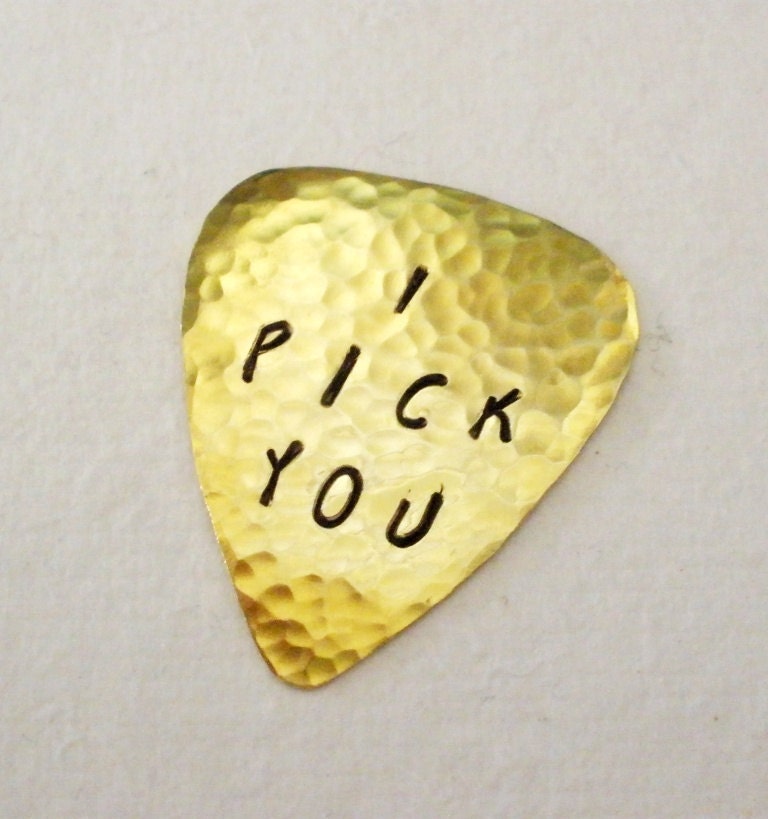 I PICK YOU 1st Class Shipping BRASS Guitar Pick