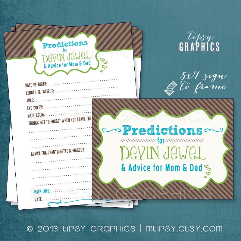 Bun in the Oven Stripes. Baby Stats. Predictions for Baby and Advice for the Parents to Be. Printable Cards, any Colors. By Tipsy Graphics Il_170x135