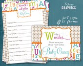 W is for Wishes. Alphabet Themed Baby Wishes By Tipsy Graphics. Madlib. AdLib. Baby Wishes. Baby Statistics. Printable Cards, any Colors. Il_170x135