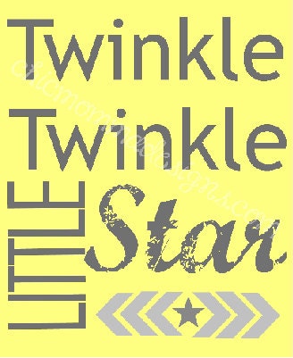 Twinkle Twinkle Little star Yellow Gray Grey Nursery Wall Art Print Subway Art Typography Digital Print