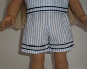 BLUE & WHITE STRIPED Cotton Shorts American Girl 18 inch doll