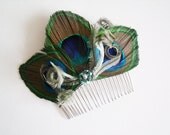Bridal Headpiece - Peacock Fascinator - Green Peacock Bridal Fascinator - Green Peacock Bridal Hair Comb - Peacock Bridesmaid Headpiece