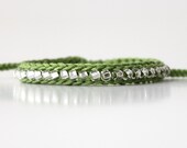 Friendship Bracelet, Tender Shoots bracelet, Silver beads, crocheted bracelet, pantone spring 2013, crocheted jewelry