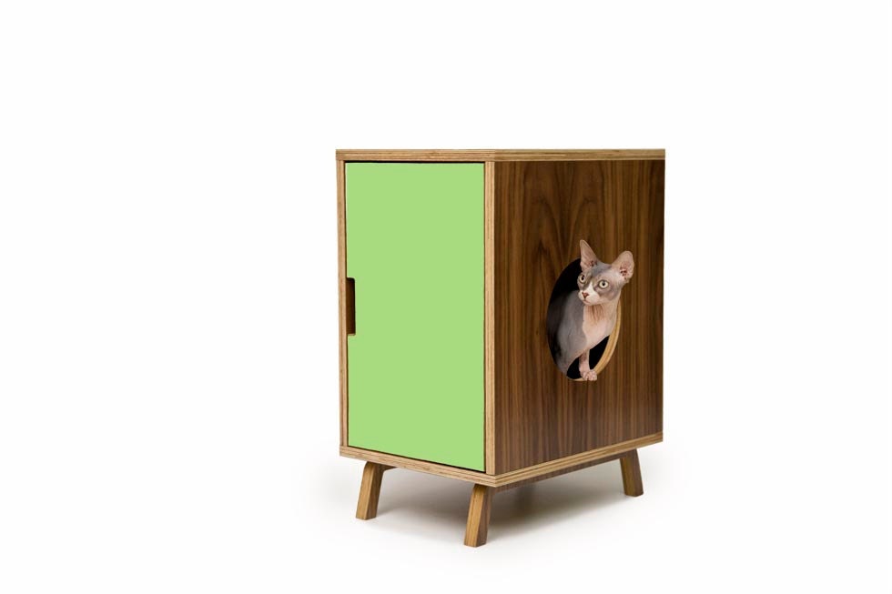 Mid Century Modern Cat House Side Table & Litter Box Cover
