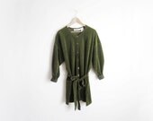 Sonia Rykiel Vintage Moss Green Velour Robe Sweater m