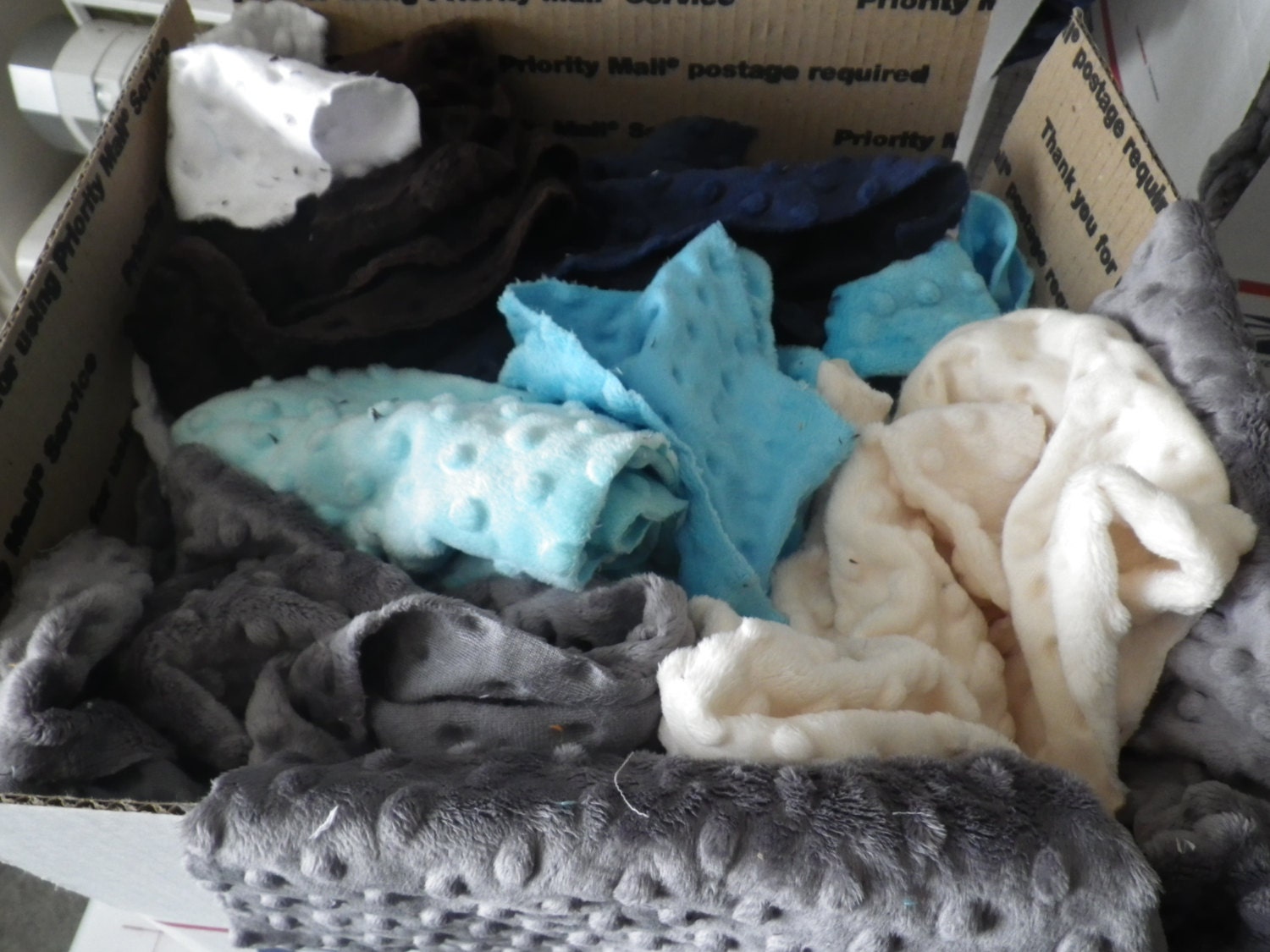 Large Priority Box FULL of Minky scraps