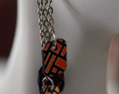 Dichroic Glass Long Dangle Earrings on sterling chain