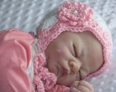 Baby Bonnet, Infant Crochet Bonnet, Newborn Baby Bonnet, Baby Girl,  Vintage Inspired Bonnet, Gift