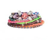 Multiple strands beaded neon bracelet - The original OOAKjewelz multiple strands gypsy bracelet DeLuxe edition - hippie jewelry - boho chic