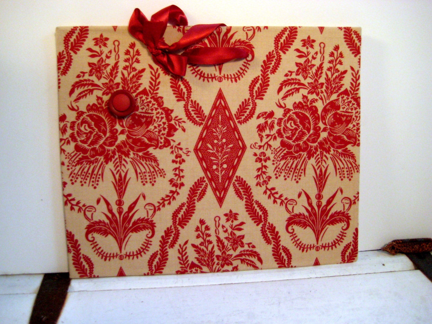 Country Magnet Board, message center, office, kitchen, bedroom Memory Board with satin ribbon hanger
