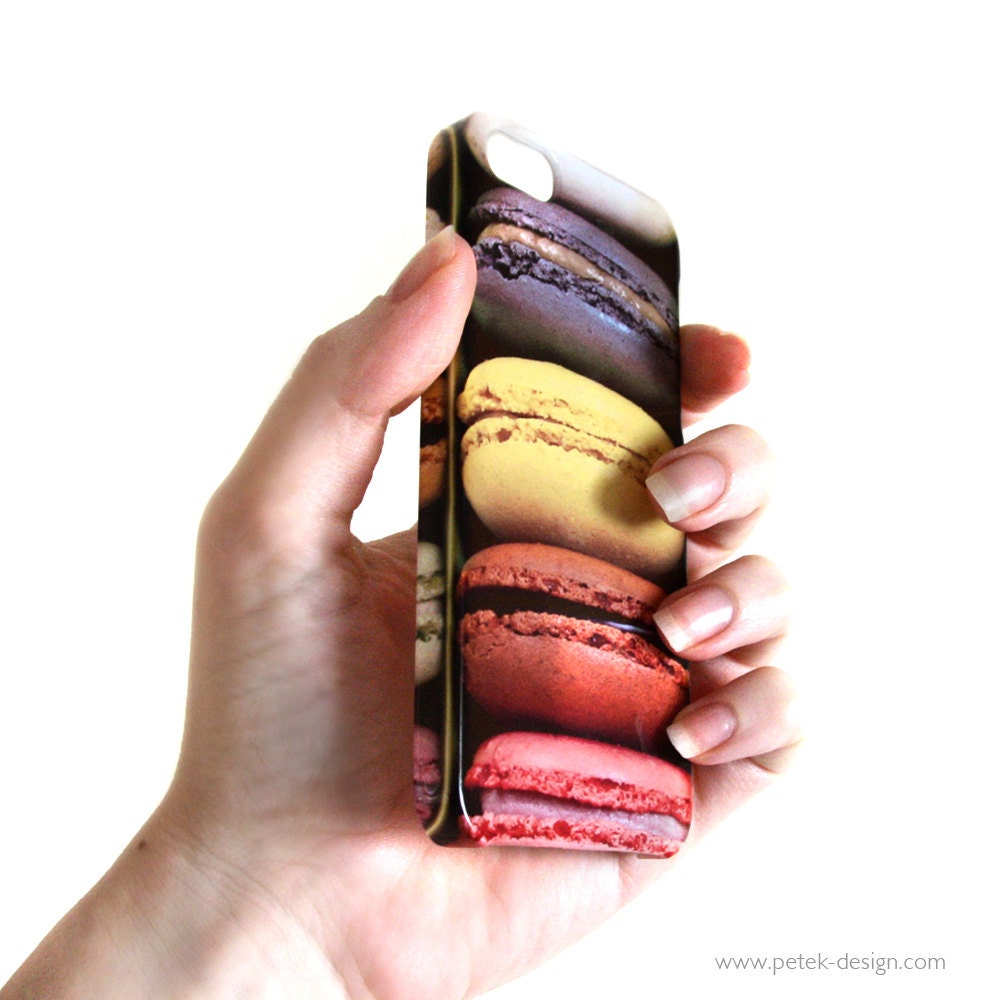French Patisserie Macaroons iPhone 5 Plastic Case. Sweet Gadget Accessory. Chef Gift, Bakery Shop Cookies, black yellow white pink