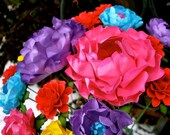 Table Decoration - MIX Flowers - Handmade Paper Flowers -Set of 12 - On stems - Made to Order - Customize your style and colors