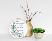 Botany Study: Phyllophyto Edulis. Embroidery Hoop Art of Botanical Plant Diagram, Green Leaves Nature Study in 6" Hoop