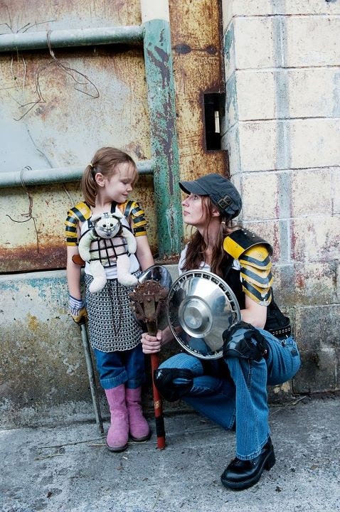 RESERVED Apocalyptic shoulder armor made from Railroad Crossing sign