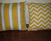 Yellow Stripe and Chevron Pillow Covers